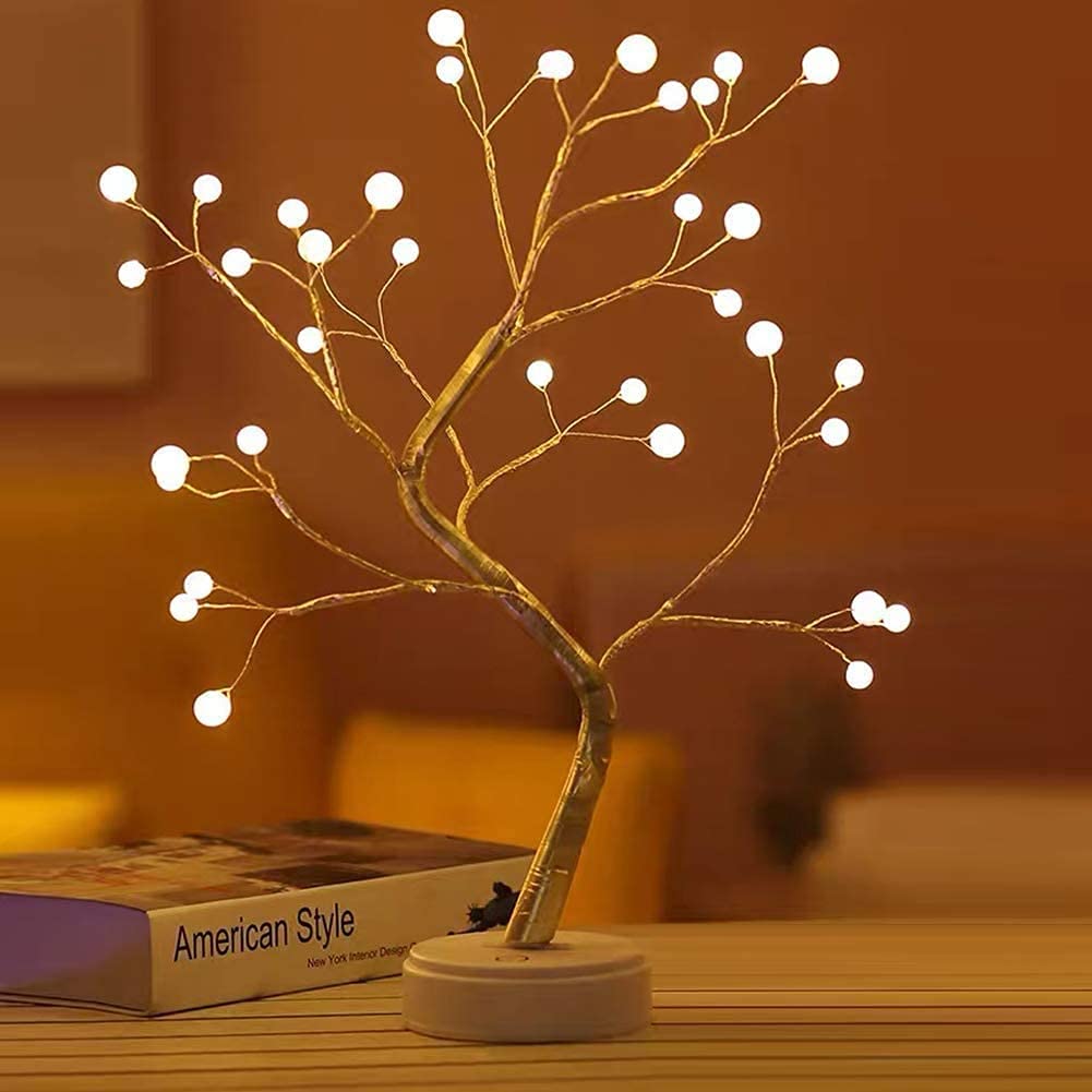 AusleseDIY 36 Pearls Led Artificial Bonsai Tree Light with Touch