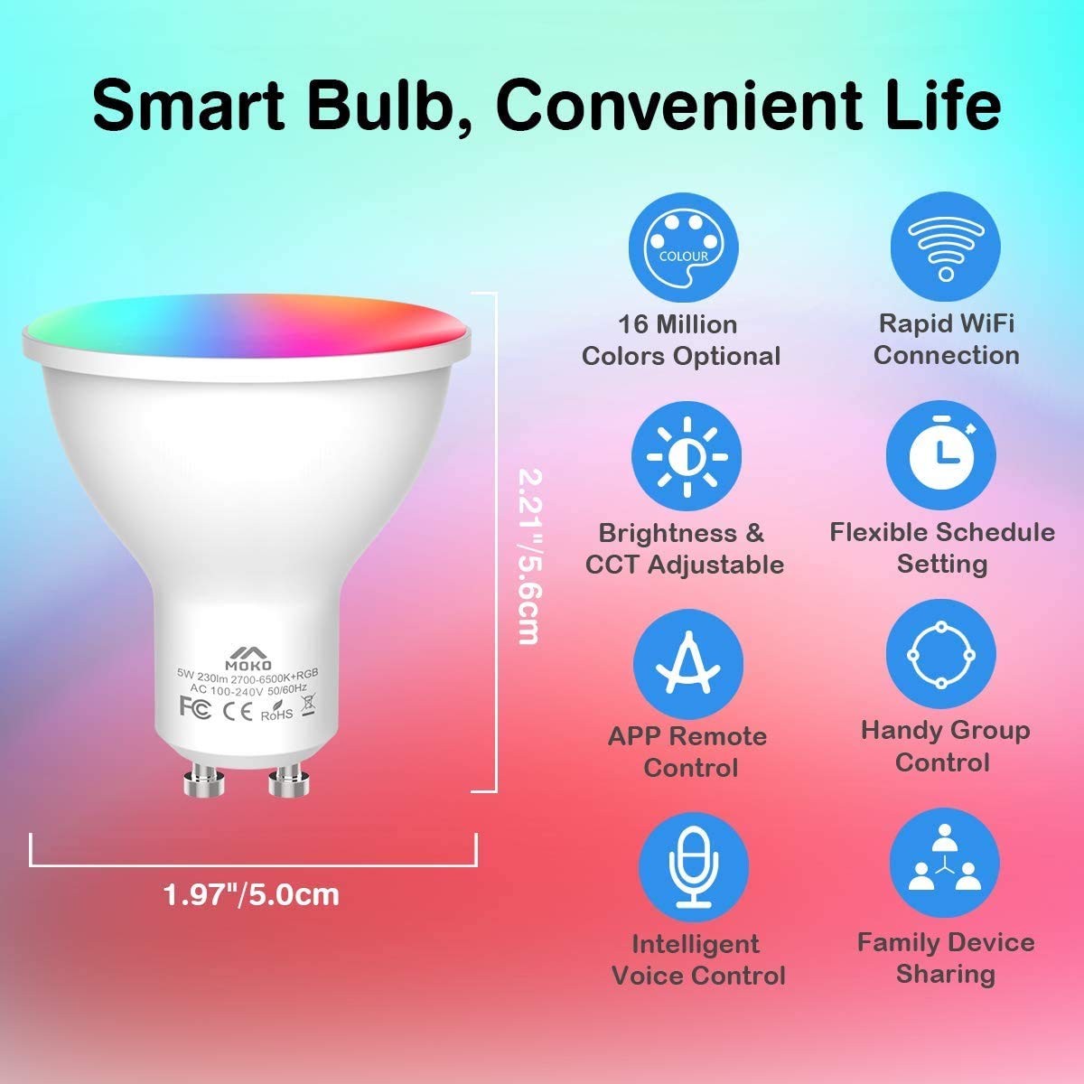 WiFi Enabled SMART RGB+W LED Light Bulb - Clever Life