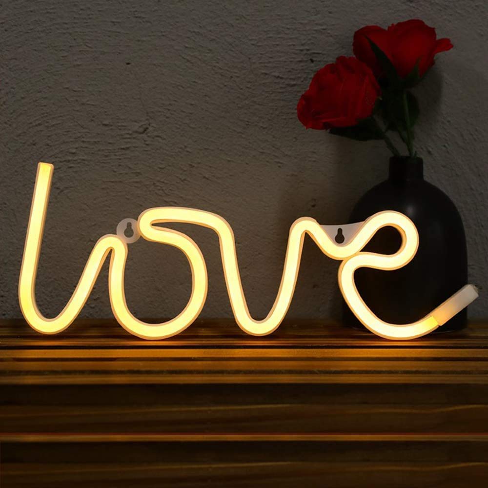 Auslese-Love Neon LED Signs Warm White Light Battery Operated for Wall ...