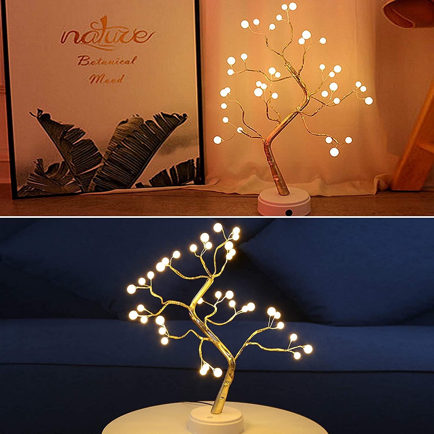 AusleseDIY 36 Pearls Led Artificial Bonsai Tree Light with Touch